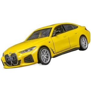 Gegoten lichtmetalen automodel Voor BMW i4 M50 1:34 Legering Model Auto Diecasts Metalen Speelgoed Sport Voertuigen Auto Model Simulatie Geluid en Licht speelgoed Gift (Color : Yellow)