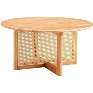 ZYDZ Rotan salontafel, moderne ronde geweven bank bijzettafel, met gekruiste poten, voor woonkamer, slaapkamer, theekamer (60 cm)