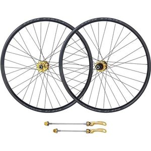 Aluminiumlegering Mountainbike Afgedichte Lagers Naaf QR 9mm 32 Gaten Schijfrem For 7/8/9/10/11 Speed ​​MTB Fietswielset Tubeless(Gold,29 inch)