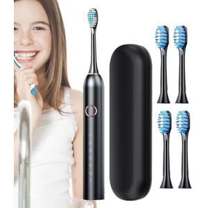 Elektrische tandenborstel - 800 mAh elektrische tandenborstel voor op reis, 40000 VPM, diepreinigend, 6 modi, tandenborstel, reiskoffer inbegrepen, snel opladen, 3 uur gaat 180 dagen mee Smart Timer
