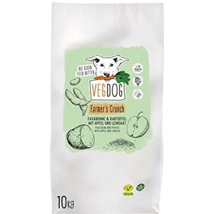 VEGDOG Farmer's Crunch Veganistisch droogvoer voor volwassen honden, met aardappel en favaboon, graanvrij volledig voer voor mensen met allergieën, met alternatieve eiwitbron (10 kg)