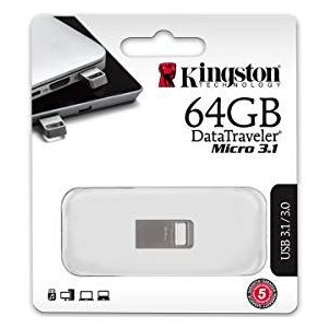 Kingston Technology DataTraveler Micro 3.1 64GB USB flash drive USB Type-A 3.2 Gen 1 (3.1 Gen 1) Metallic