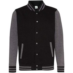 AWDis Just Hoods JH043 Uniseks Varsity Jas - Pikzwart/Houtskool - M