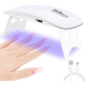 Pavlleen Mini-uv-lamp voor gelnagels, uv-led-nagellamp met USB-kabel, klein, draagbaar, opvouwbaar, 60 en 120 seconden, timer voor nagelstudio, thuis, op reis (wit)