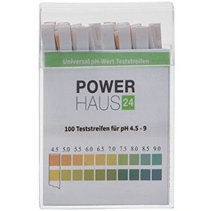 Powerhaus24 pH-teststrips, meetbereik van pH 4,5 tot 9, voor urine of speeksel, 100 stuks