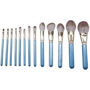 MQPALZKD 13-delige blauwe make-upborstelset, complete set make-uphulpmiddelen, schoonheidsborstel