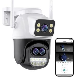 Bewakingscamera, 6MP Camera Buiten 12MP Drie Lens Dubbele Schermen 8X Zoom CCTV Video Cam Auto Tracking Beveiliging Surveillance(6K 12MP Camera)