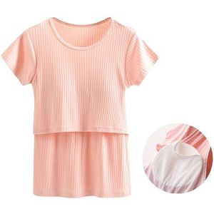 Zwangerschapstanktop Zwangerschapsvoedingstops for dames Sweatshirt met korte mouwen for zwangerschap en postpartumkleding(Color:Pink,Size:3XL)
