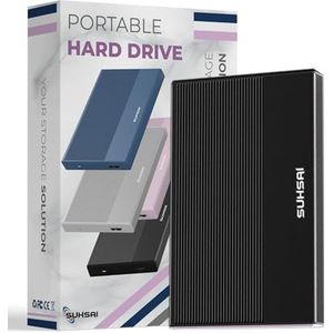 SUHSAI externe harde schijf met 200GB HDD-gegevensopslag - geheugenuitbreiding 2,5 inch USB 3.0 draagbare harde schijf compatibel met Mac, desktop, pc, laptop, PS4, PS5, gameconsole (zwart)