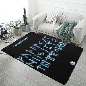 Viking Area Rug, Noorse Mythologie Print Tapijt, Zacht Gezellig Flanel Vloerkleed Antislip Wasbaar voor Slaapkamer Woonkamer(Color:Futhorc Rune,Size:120 x 180CM)