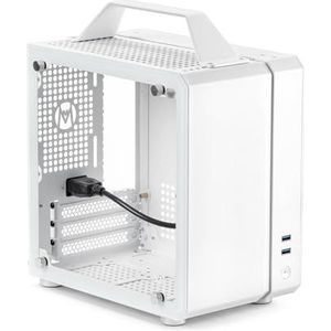 Mechanic Master Cool Cube Series C24 Mini-ITX-hoes/alumium/staal/GPU-lengte binnen 245 mm, SFX/L PSU-computerbehuizing (Polar White klassieke versie)