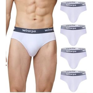 wirarpa Herenondergoed, slips, modale onderbroek, zachte brede tailleband, ondergoed, basic, No Fly 4-pack, Wit, M
