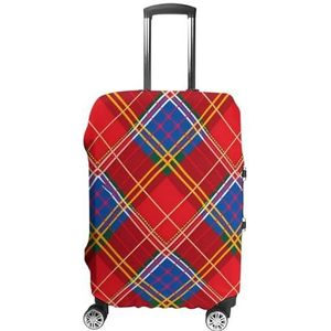 Rood Blauw Schots Tartan Geruit Patroon Reizen Bagage Cover Koffer Protector Elastische Wasbare Bagage Covers Past 45-92 Inch met Grappige Print