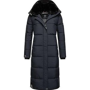 MARIKOO Reliziaa Lange winterjas voor dames, warme gewatteerde jas, met afneembare capuchon, XS-XXL, Donkerblauw, XS