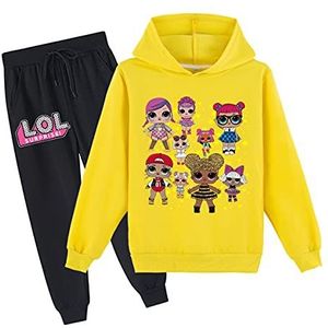 Lente Herfst Schattige Meisjes Sweatshirt Pak Trainingspak Sets Hoodie En Joggingbroek Pak Voor Kinderen (Yellow,Tag 160)