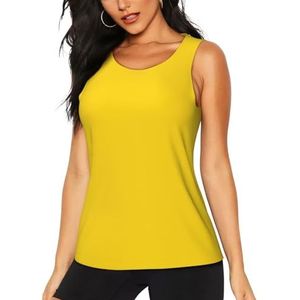 Workout Tanktops voor Vrouwen Bergamot Geel - Slim Fit Crew Neck Vest Top Sport Running T-Shirt Mouwloze Tanktop Zomer Atletische Yoga Vesten, 3 D, S