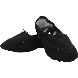 Balletschoenen, Platte canvas balletschoenen, Balletoefeningschoenen met zachte zool, Gymnastiekschoenen for dames, Balletoefening (Color : Black, Size : 24)