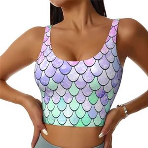 Zeemeermin Schaal Print Casual Wear Vrouwen Sport Vest Yoga Vest Workout Vest Voor Vrouwen Lichtgewicht Trendy, Zwart, S