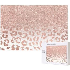 Roségouden glitterprint, puzzel 300 stukjes houten puzzel speelgoed familiespel wanddecoratie voor volwassenen tieners