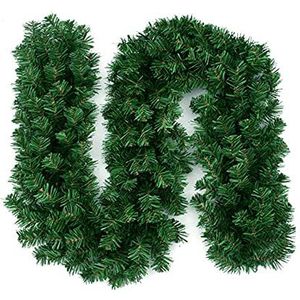 2.7 M/9FT Kerst Guirlande Decoratie, Versierd Garland Groene Kunstmatige Kransen DIY Xmas Rotan Decor voor Trappen Haarden Deuren Festival Boom (Stijl 5)