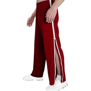 Trainingsbroek For Heren Met Ritssluiting Over De Volledige Lengte, Joggingbroek, Gescheurde Broek, Vrijetijdsbroek, Losse Sportkleding joggingbroek(Rouge,XXL)