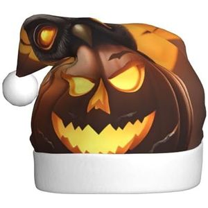 SSIMOO Uil Pompoen Happy Halloween 1 pluche kerstmuts voor volwassenen, feestelijke feesthoed, ideaal feestaccessoire voor bijeenkomsten