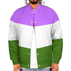 Genderqueer Pride Flag LGBT grappig heren honkbaljack bedrukte jas zacht sweatshirt voor lente herfst