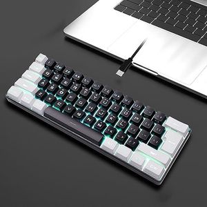 60% Bedraad Gamingtoetsenbord, Compact Minitoetsenbord met RGB-achtergrondverlichting, Ergonomisch, Mechanisch Gevoel 61 Toetsentoetsenbord voor Pc-gamers, Typisten, Kantoor,