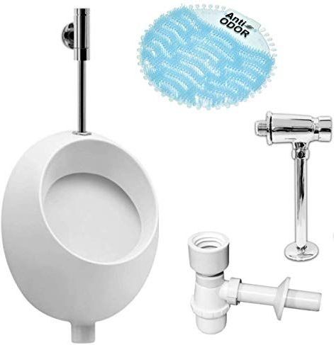 VBChome Urinoir keramische toevoer bovenaan wit modern hoogwaardig roze bekken verticaal pissoir spoelventiel urinoirspoeler drukspoeler sifon flessensifon urinoir zeef spatbescherming