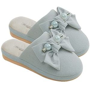 Damesslippers Traagschuim Pluizige pantoffels for dames Meisjes Mode Schattig Strik Hellinghak Schoenen Binnen Buiten Comfortabel Zacht Pluche Gevoerd Slaapkamer(Light Green,EUR 35-36)