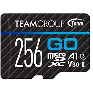 TEAMGROUP GO Card 256 GB Micro SDXC UHS-I U3 V30 4K voor GoPro & Actiecamera's Hoge Snelheid Flash Geheugenkaart met Adapter voor Outdoor, Sport, 4K Schieten TGUSDX256GU303