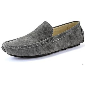 Herenloafers Schoenen Ronde neus Lederen rijstijl Loafer Antislip Comfortabele antislip Mode-instappers (Color : Grey, Size : 44 EU)