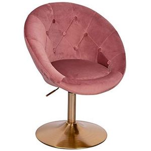 WOHNLING stoel fluweel roze/goud design draaistoel | Club fauteuil gestoffeerde stoel met rugleuning | Draaifauteuil Cocktail fauteuil Lounge | Fauteuil met stoffen bekleding