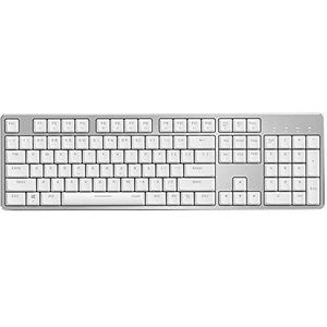 Gamingtoetsenbord, Mechanisch toetsenbord met 104 toetsen, Bluetooth, bedraad, wit, monochroom, achtergrondverlichting, oplaadbaar