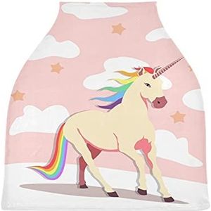 Roze regenboog paard baby autostoelhoes luifel rekbare verpleeghoezen ademend winddicht winter sjaal voor baby borstvoeding jongens meisjes