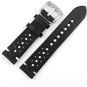 Hoge kwaliteit lederen horlogeband bandjes 18mm 20mm 22mm zwart bruin koffie blauwe snelle release horlogebandjes vervanging (Color : Black, Size : 22mm)