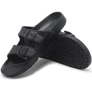 Sandalen, VA Lichtgewicht sandalen for koppels - Strandslippers met verstelbare gesp, maat 47 Doucheschoenen(Black,47 EU)