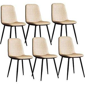 GEIRONV Moderne eetkamerstoelen set van 6, metalen poten PU lederen rugleuningen stoelen lounge barkruk woonkamer hoekstoelen Eetstoelen (Color : Camel, Size : 43x55x82cm)