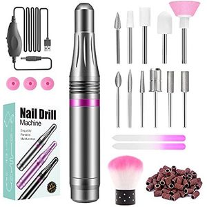 Nagelvijl, Elektrische voor Acryl-, Gel- en Natuurlijke Nagels, 20.000 RPM Instelbare Snelheid voor Beginners en Professionele, Pedicure en Nagelstudio en Persoonlijke Doe-Het-Zelf