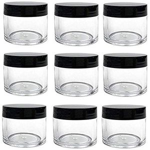 12 Stks 30g/30 ml Plastic Ronde Clear Cream Potten Cosmetische Potten Containers Reizen Potten met Zwarte Schroef Cap Deksels voor Crèmes Lotions Make-up Monster