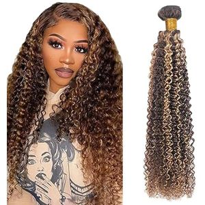 Lakaisa Curly Wave Human Hair Bundles Blonde 100% Unprocessed Brazilian Remy Hair P427 Highlight Real Hair Extensions Sew in Hair 1 Bundle No Smell for Woman 12 Inch