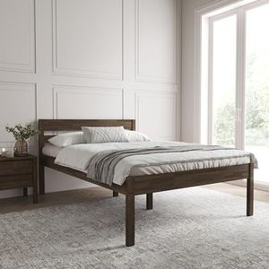 Bed 160x200 cm in wengé geolied hout - Triin Scandi Style hoogslaper zonder lattenbodem - Gelamineerd berkenhout - Natuurlijke kleur - Draagvermogen 350 kg