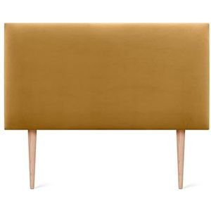 DHOME Glad fluwelen hoofdeinde met hoogwaardige poten, modern, gewatteerd, luxe, slaapkamer, mosterd, 80 cm