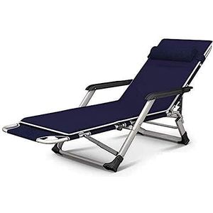 GEIRONV Draagbare Zero Gravity Recliner Stoel, Balkon Terras Strand Outdoor Ligstoel Stoel met Kussen Verstelbare Ligstoel Recliner Fauteuils (Color : Blue pad, Size : 178x25cm)