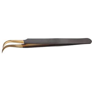 Wimperpincet, Professionele Roestvrijstalen Wimperverlengingspincet Precieze Draagbare Ergonomische Luxe Goud voor Salonschoonheidsspecialiste (Gebogen pincet)