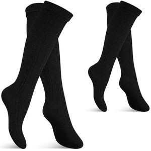 Celodoro Klederdrachtkousen voor dames en heren, 2 paar, Oktoberfest, kousen met omslag, zwart, 43/46 EU