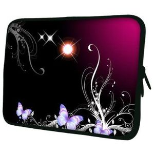 wortek Universele notebooktas Sleeve van neopreen voor laptop tot ca. 10,2 inch - vlinder ranke zwart rood