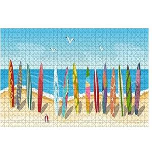 1000 Stuk Jigsaw Puzzel Veel Multi Gekleurde Surfplanken Op Het Strand Panorama Vector Familie Puzzels Thuis Muur Decor Intellectuele Schilderijen Puzzel Familie Games Houten Jigsaw Puzzels