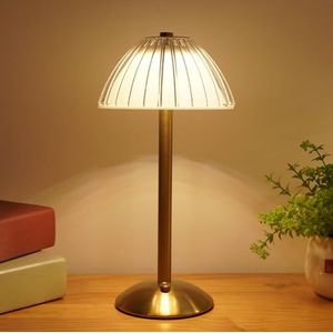LANMOU Tafellamp Oplaadbaar Goud, Tafellamp Batterij Draadloos Dimbare Touch, 3000 K-6000 K, 1800 mAh, 3W LED Tafellampen Metaalmateriaal, voor Binnen en Buiten