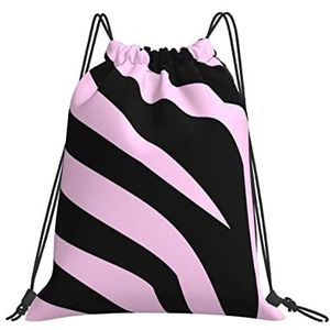351 Gymtas met trekkoord 42 x 36 cm, zwart roze tijgerprint unisex string tas meisjes gymzak grote sporttas voor vrouwen, school, vakantie, Tas met trekkoord 1169, 36x42cm